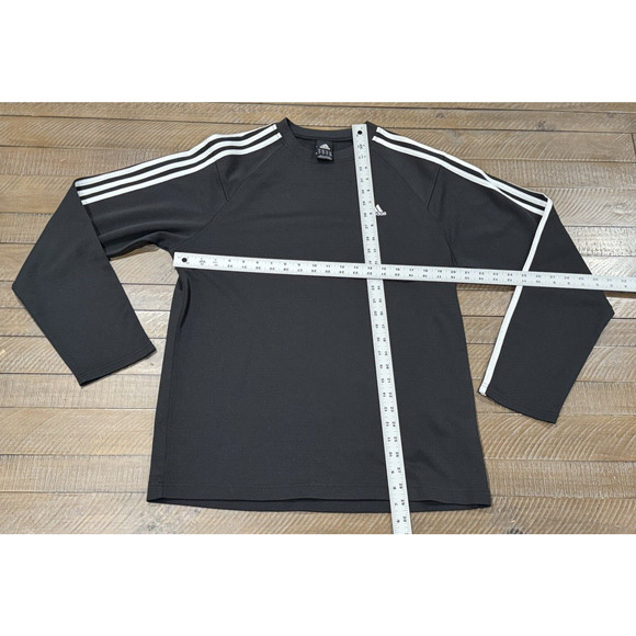 Adidas Men's Black Pullover Sweatshirt 3 Stripes Crew Neck - Men's Size M - Picture 5 of 6